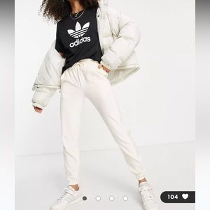 adidas Originals 'Relaxed Risque' velour sweatpants in off white